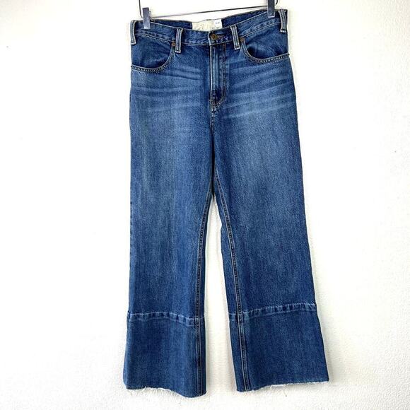 Free People Release Hem Wide Leg Denim Jeans Medium Wash High Waisted 28 - Picture 1 of 6